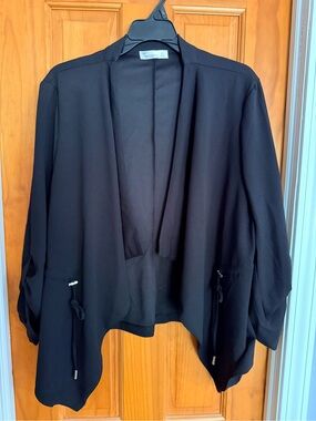 Madison Black Open-Front Draped Jacket